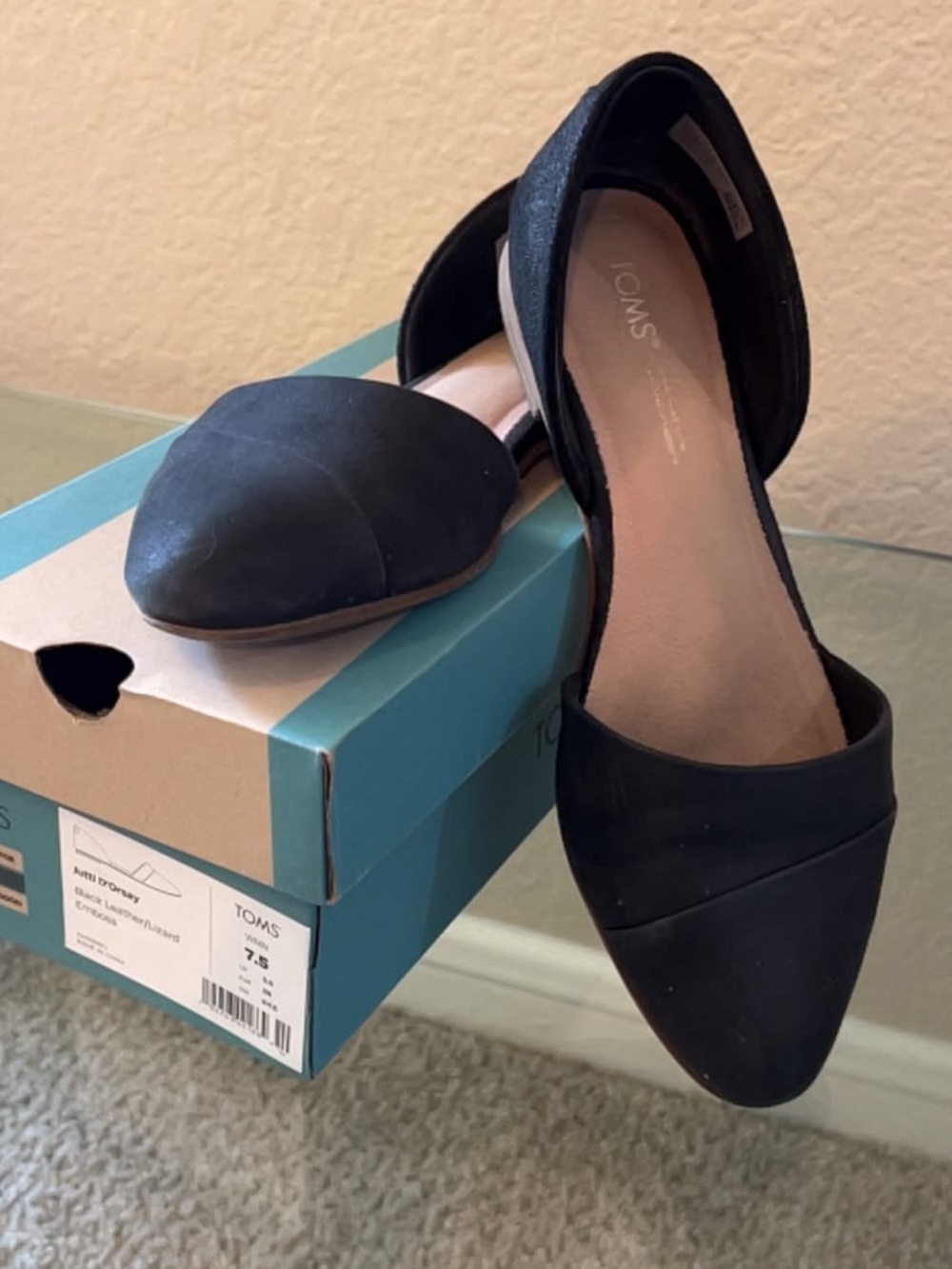 Toms Black Women's D'Orsay Pointed Toe Flats